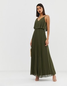 Плиссированное платье макси с укороченным топом ASOS DESIGN - Зеленый
