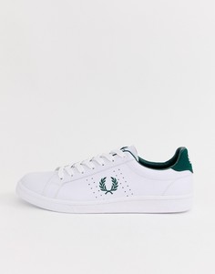 Бело-зеленые кожаные кроссовки Fred Perry B721 - Белый