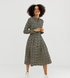 Платье-рубашка миди с плиссировкой и цветочным принтом Glamorous - Черный