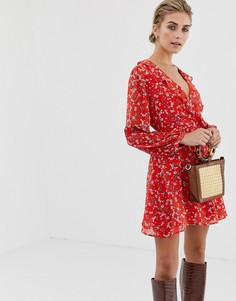 Платье с запахом и цветочным принтом Glamorous - Красный