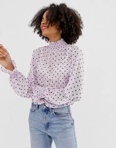 Топ в горошек с высоким воротом Glamorous - Фиолетовый
