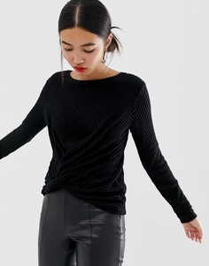 Черный топ с перекрученной отделкой спереди New Look - Черный