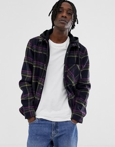 Рубашка в клетку с трикотажным капюшоном Pull&Bear - Черный