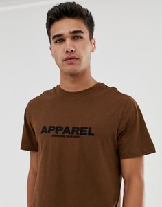 Коричневая oversize-футболка с принтом apparel New Look - Коричневый
