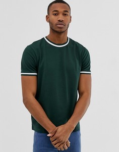 Зеленая футболка с полосками Bershka - Зеленый