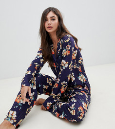 Пижама из 100% модала в стиле oversize с цветочным принтом ASOS DESIGN Tall - Темно-синий
