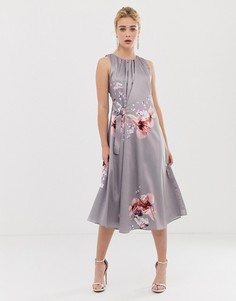 Платье с цветочным принтом и поясом Coast Claude - Фиолетовый
