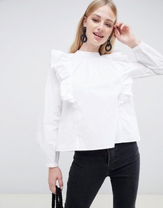 Хлопковый лонгслив с оборками ASOS DESIGN - Мульти