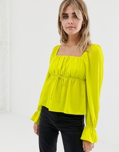 Блузка с длинными рукавами и квадратным вырезом ASOS DESIGN - Зеленый