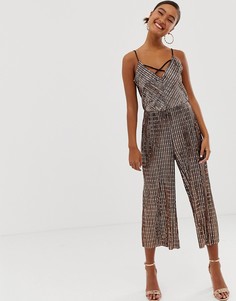 Комбинезон с широкими штанинами и бронзовыми пайетками Miss Selfridge - Медный