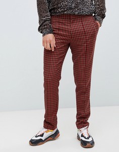 Красно-оранжевые брюки скинни в клетку ASOS DESIGN - Красный