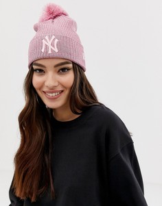 Розовая шапка-бини с помпоном New Era - Розовый
