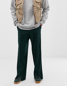 Зеленые широкие брюки с разрезами спереди ASOS DESIGN - Синий