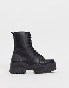 Ботинки на толстой подошве и шнуровке ASOS DESIGN Amber - Черный