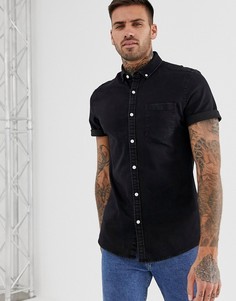 Черная джинсовая приталенная рубашка ASOS DESIGN - Черный