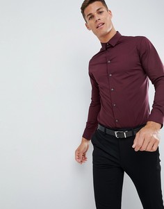 Бордовая строгая эластичная рубашка Celio - Красный
