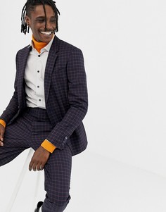 Пиджак скинни в синюю и оранжевую клетку ASOS DESIGN - Темно-синий