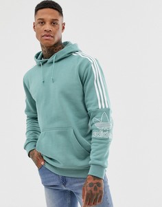 Зеленый худи с 3 полосками на плечах adidas Originals - Зеленый