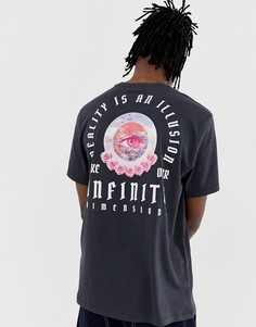 Свободная футболка с принтом ASOS DESIGN - Серый