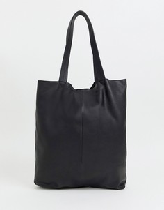 Черная кожаная сумка-тоут ASOS DESIGN - Черный