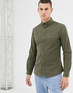 Зеленая зауженная рубашка с длинными рукавами и карманом Celio - Зеленый