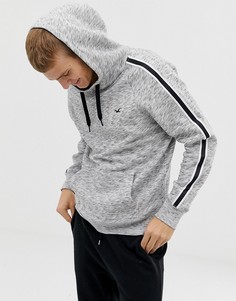 Серый меланжевый худи с логотипом-чайкой на ленте Hollister - Серый