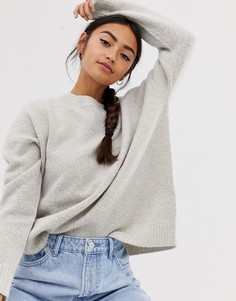 Бежевый oversize-джемпер с круглым вырезом Bershka - Бежевый
