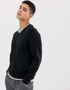 Джемпер с V-образным вырезом Selected Homme - Черный