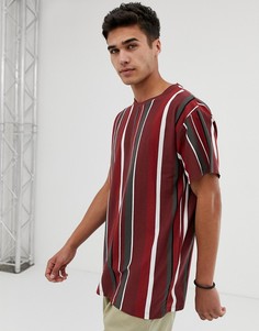 Oversize-футболка в вертикальную полоску New Look - Коричневый