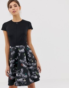 Короткое приталенное платье с принтом Ted Baker Cralla - Черный