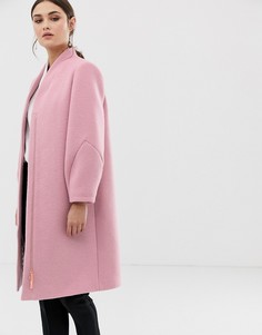 Шерстяное пальто с эффектными рукавами Ted Baker Bllair - Розовый