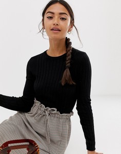 Черный легкий джемпер в широкий рубчик Bershka - Черный