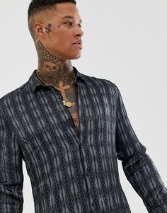 Синяя рубашка в полоску River Island - Красный
