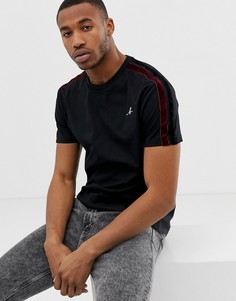 Черная футболка с бархатными полосками Bershka - Черный