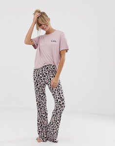 Комбинируемая пижамная футболка с вышивкой ASOS DESIGN - Розовый