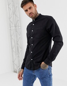 Черная приталенная джинсовая рубашка с воротником на пуговицах ASOS DESIGN - Черный