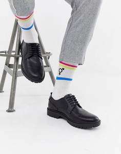 Туфли на тракторной подошве со шнуровкой и резиновыми вставками ASOS DESGN - Черный
