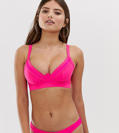 Неоново-розовые бикини плавки-хипстеры с кружевом эксклюзивно для ASOS DESIGN Fuller Bust - Розовый