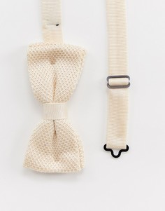 Трикотажный галстук-бабочка кремового цвета Twisted Tailor - Кремовый