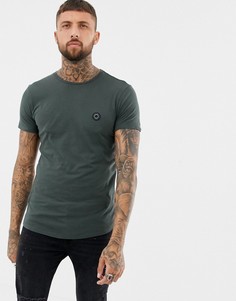 Темно-серая обтягивающая футболка с закругленным краем Religion - Серый
