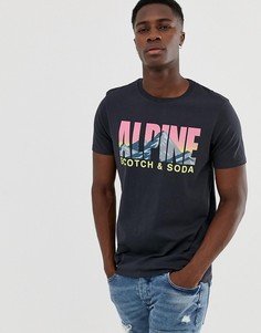 Футболка с круглым вырезом и принтом на груди Scotch & Soda - Черный