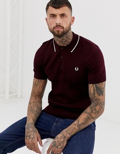 Поло бордового цвета с контрастным воротником Fred Perry - Красный