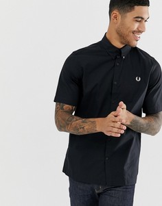 Черная саржевая рубашка с короткими рукавами Fred Perry - Черный