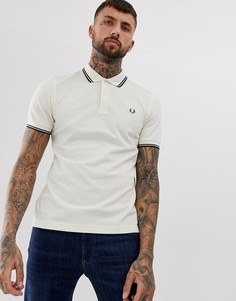 Кремовая футболка-поло с контрастной отделкой Fred Perry - Белый