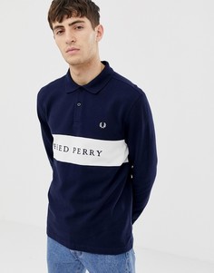 Темно-синий свитшот из пике с длинными рукавами Fred Perry Sports Authentic - Темно-синий