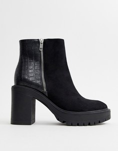 Черные ботильоны на массивном каблуке New Look - Черный