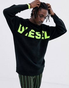 Черный джемпер с ярким принтом Diesel K-Logox - Черный