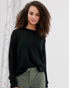 Легкий черный джемпер с круглым вырезом Bershka - Черный
