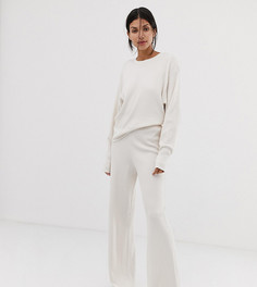 Трикотажные широкие брюки в рубчик ASOS DESIGN tall - Белый
