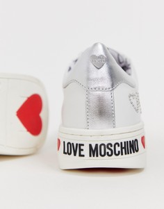 Кроссовки с заклепками и логотипом Love Moschino - Белый